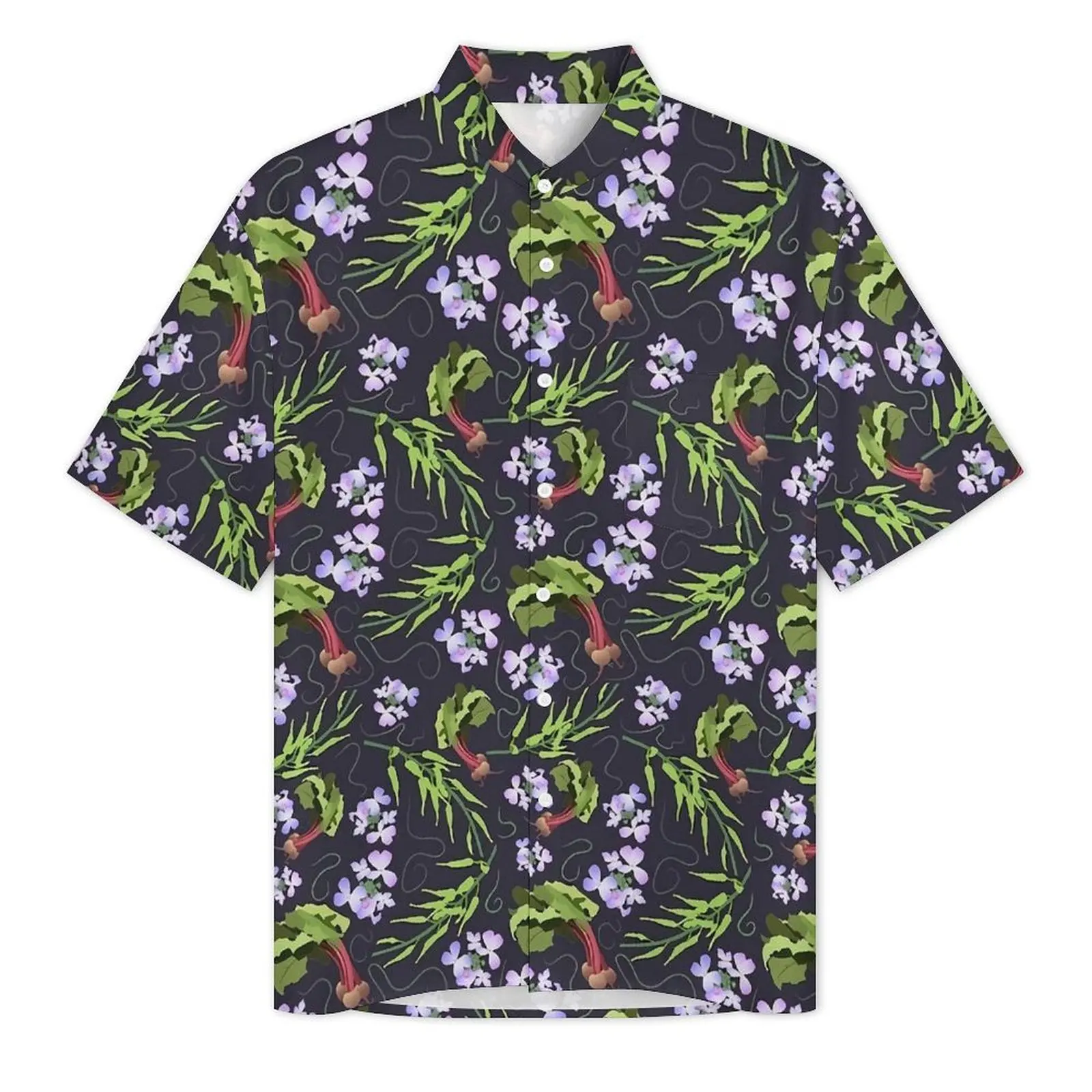 Radishes Purple Beach Shirt Male Vegetable Loose Casual Shirts Hawaiian Short-Sleeved Harajuku Oversized Blouses Birthday Gift