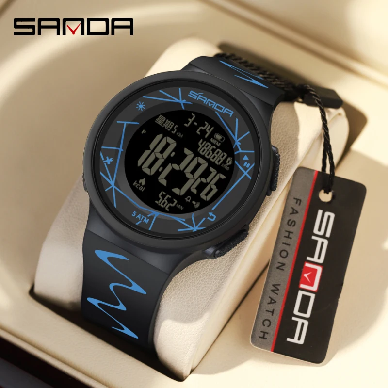 

Sanda 2142 Step Calorie Multi functional Nightlight Waterproof Sports Popular Electronic Watch