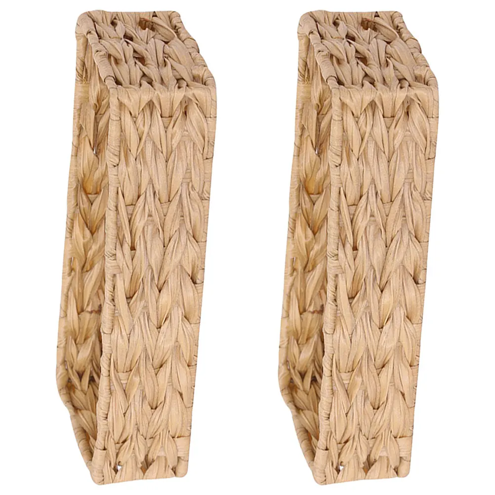

2pcs Storage Basket Set Wheat Color 35x15x8cm Woven Baskets Home Kitchen Living Room Dorm Office Restaurant Organizer Household