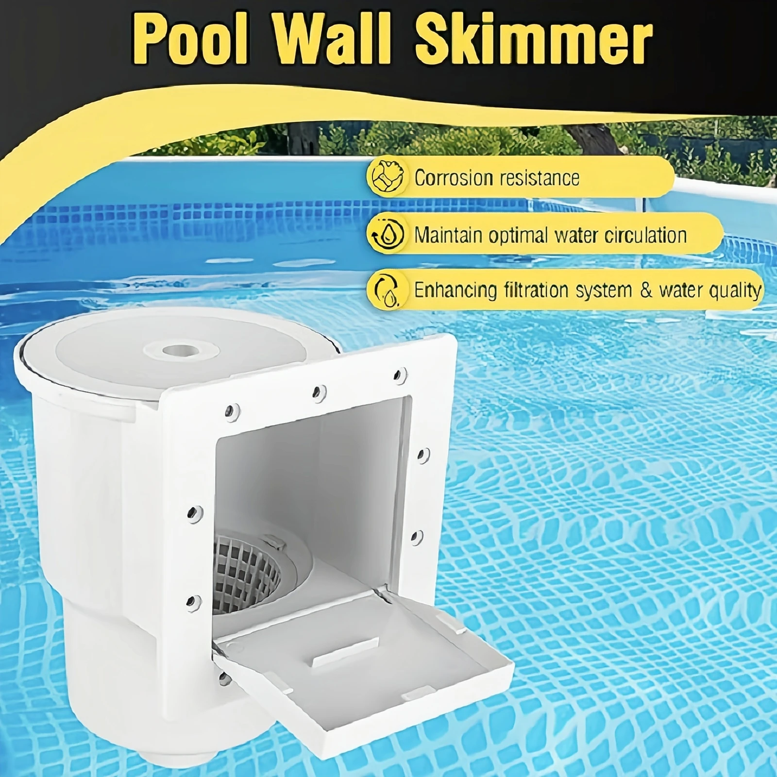 Above Ground Pools Skimmer with Accessories, Thru-Wall Skim Compatible with All Standard Pool Wall Cutouts