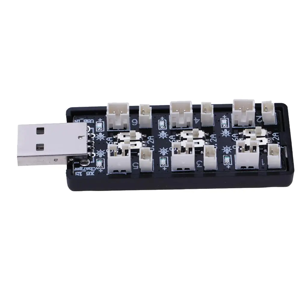 เครื่องชาร์จแบตเตอรี่ USB 1S 3.7V/4.2V 6CH Micro JST JST-PH 2.0 MCX mcpx