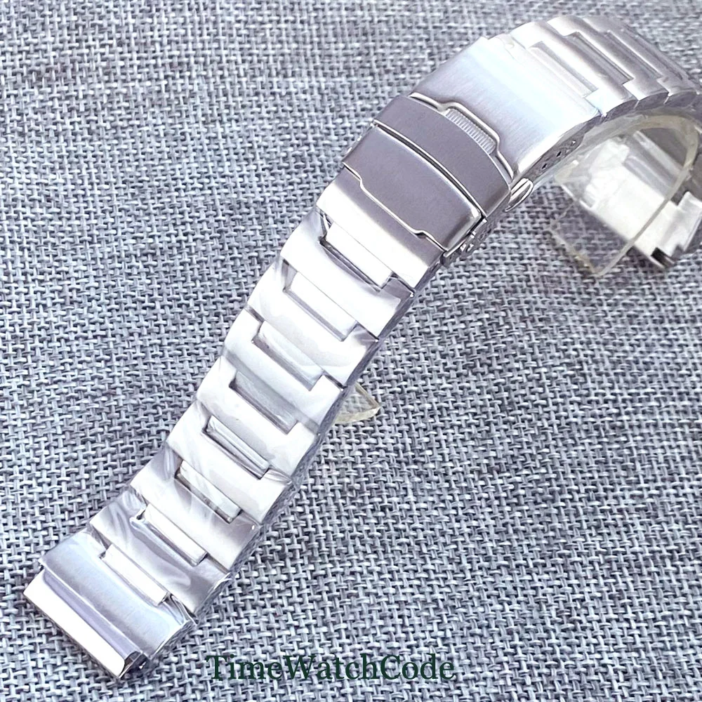 20mm 316L Stainless Steel Bracelet Solid Watch Strap Brushed Watchband Fit for Monster Watch Case Flat Endlinks