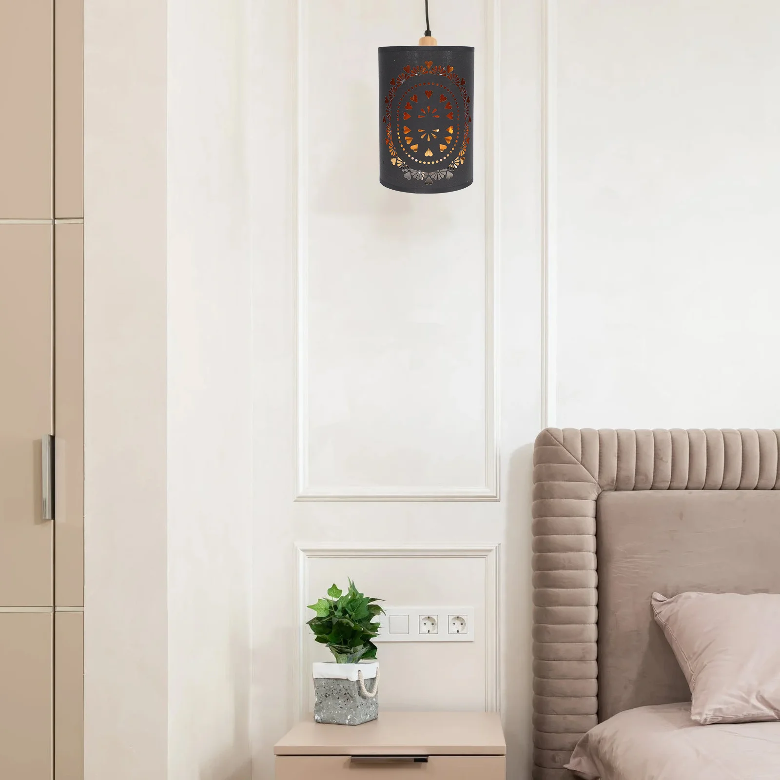 

Hollow Out Vintage Large Flower Lampshade Modern Simple Cloth Cylindrical Light Cover for Home Bedroom Wall Table Light