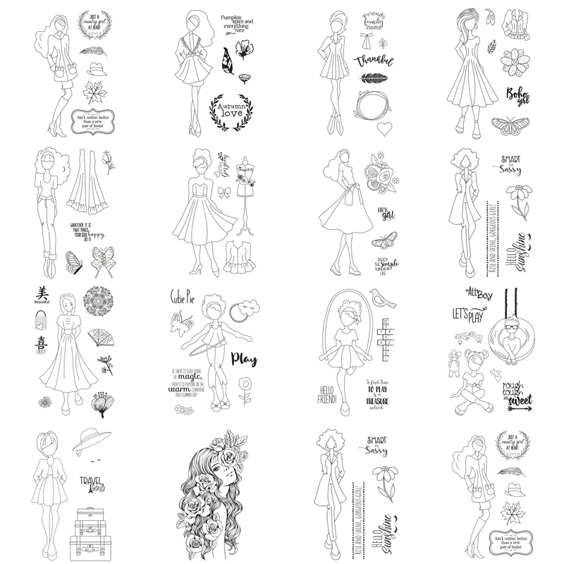 Cute Girls Modern Women Transparent Silicone Clear Stamp for Scrapbooking DIY Craft Decoration Soft Stamp 2021 New