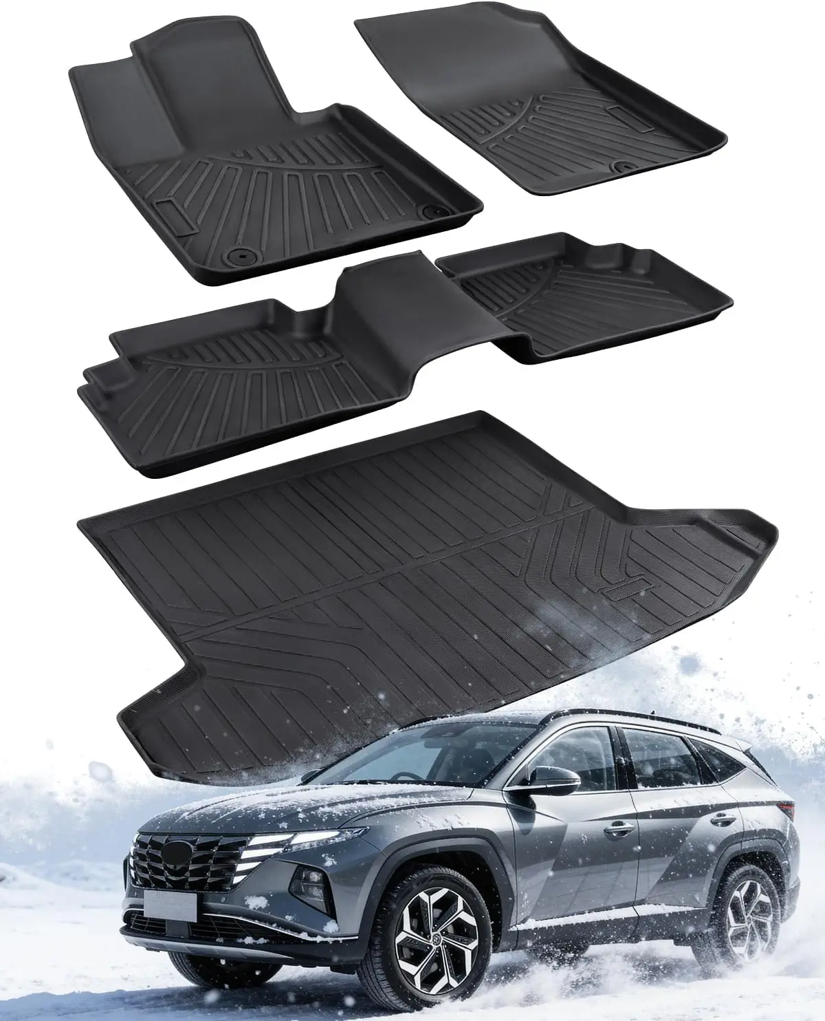 

Всепогодные коврики из TPE и защита багажника для Hyundai Tucson (бензиновые модели 2022-2026 гг.), идеально подходят для SE, SEL, Limited, XRT