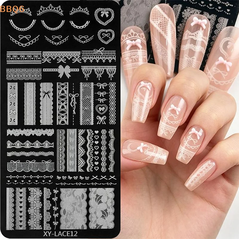 *1Pcs Stainless Steel Nail Stamping Plates With Lace Floral Designs Perfect For Home DIY Nail Art Salon Manicure Use