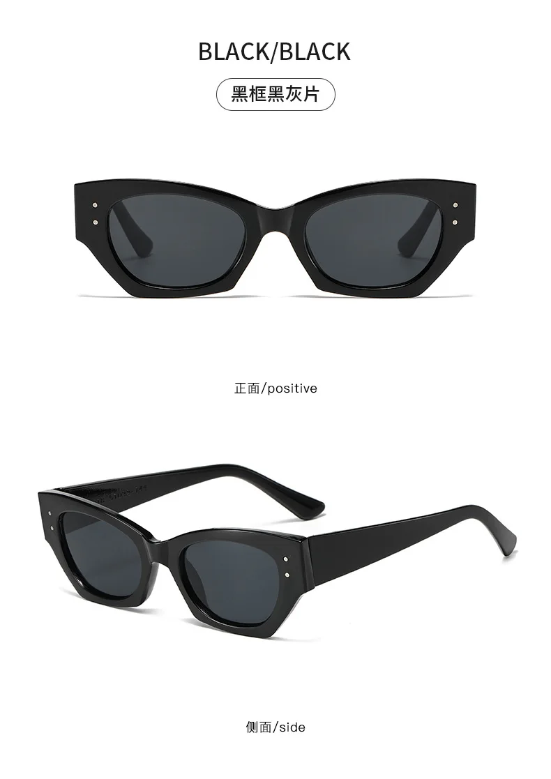 Vintage Kleine Niet Cat Eye Sonnenbrille Frauen Mode Marke Luxus Designer Polygon Sonnenbrille UV400 – Detail 18