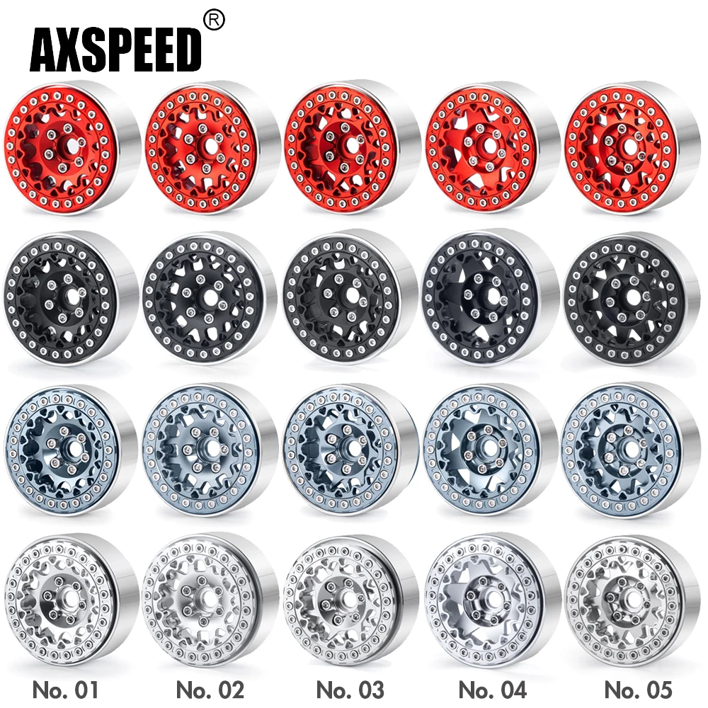 

AXSPEED 4Pcs 1.9inch Aluminium Alloy Beadlock Wheel Rims Hubs & Rings for Axial SCX10 90046 TRX-4 1/10 RC Crawler Car Model