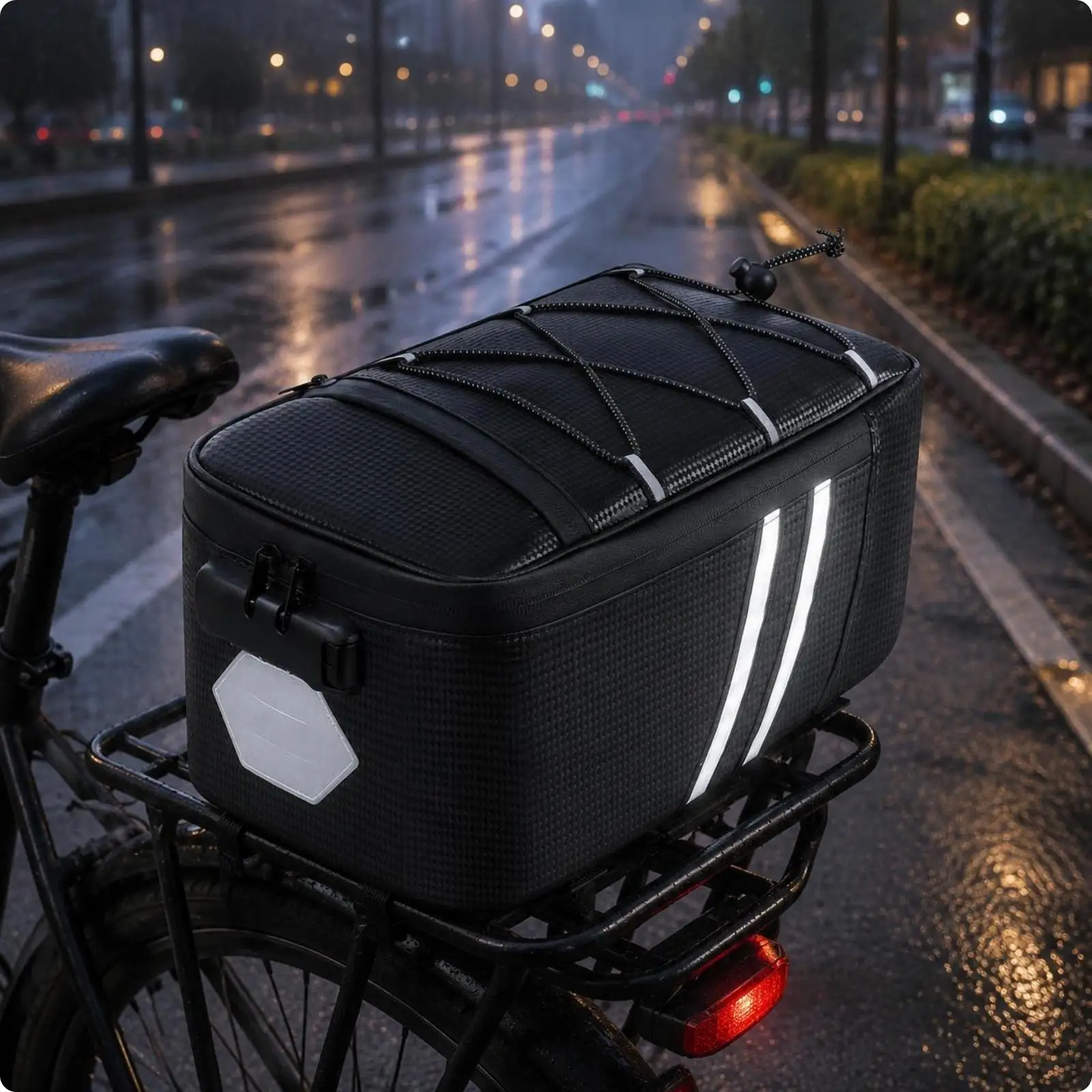 Rear Rack Bicycle Storage Bag Rectangular Carrier Trunk Bike Cargo Organizer for Commuting and Everyday Cycling