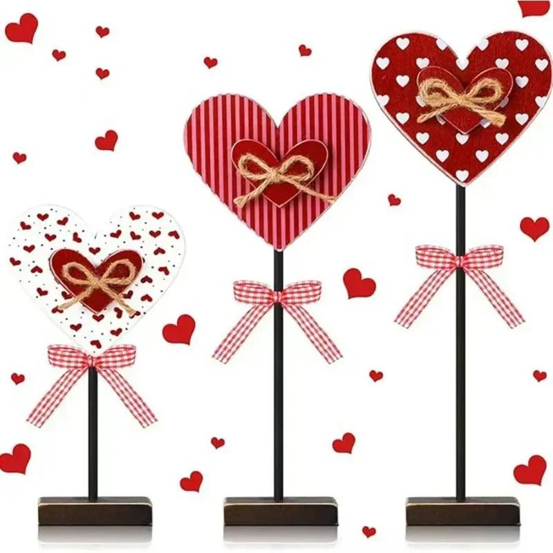 2026-Latest Models Valentine's Day Wooden Heart-shaped Ornaments Wooden Signs Table Stands Decorative Items Wedding And Festival
