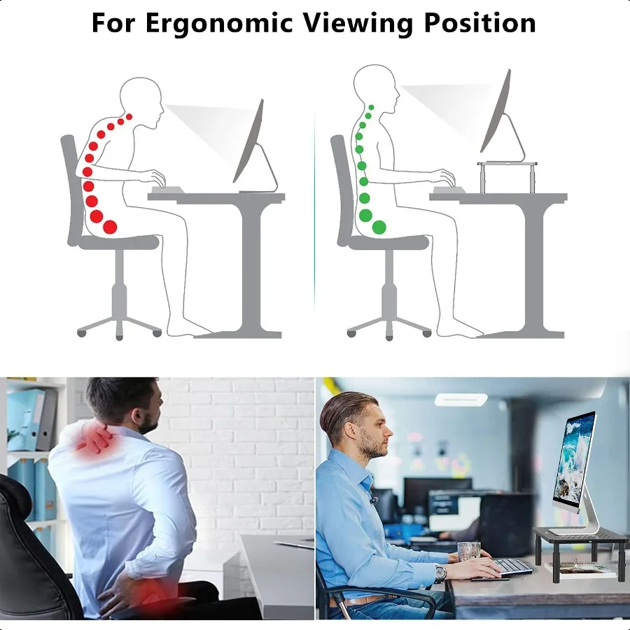 Wali suporte de monitor de computador para mesa ajustável portátil riser suporte de monitor de mesa sob armazenamento para escritório casa escola estacas