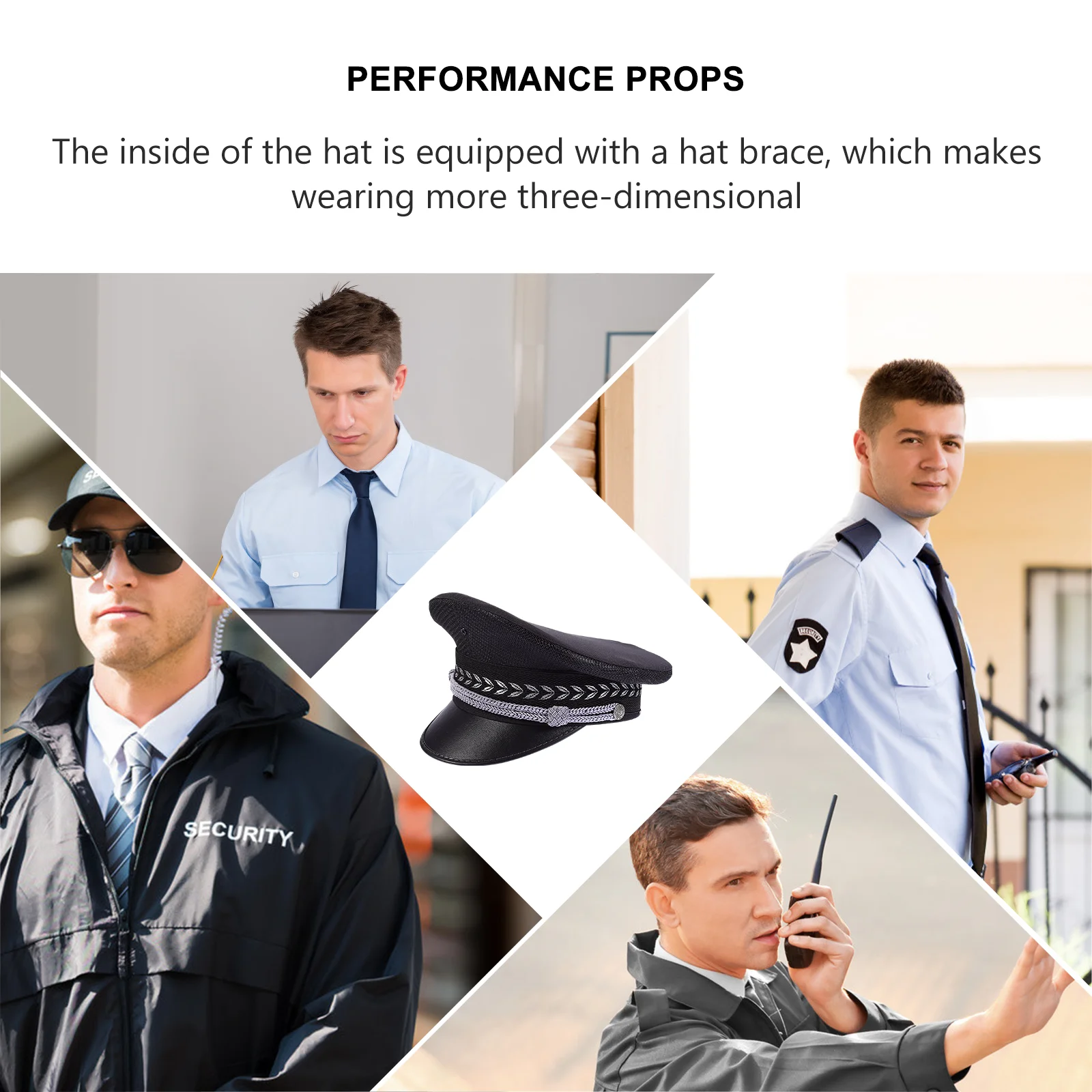 

Big Brim Hat Cap Wide Brim Breathable Uniform Cap Summer Performance Head Decor Guard Hat For Men