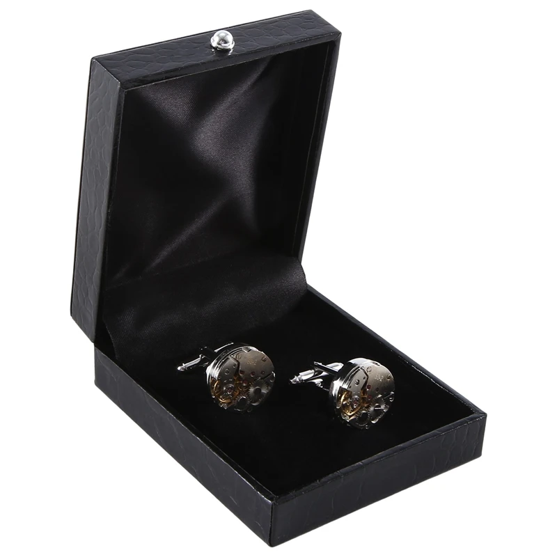 2Pcs Fashion Women Men Mechanical Watch Movement Cufflinks Shirt Sleeve Buttons Aircraft Modeling Cufflinks Accessories