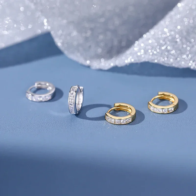 INZATT Trendy Real 999 Sterling Silver Zircon Round Hoop Earrings For Women Classic Fine Jewelry Minimalist Accessories - Image 6