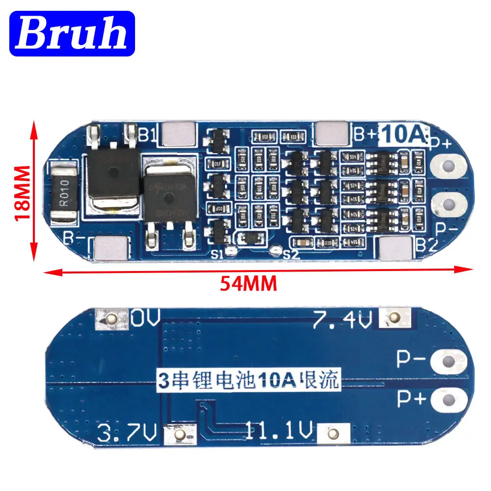 3S 10A 11.1V 12V 12.6V Lithium Battery Charger Protection Board Module for 18650 Li-ion Lipo Battery Cells BMS 3.7V