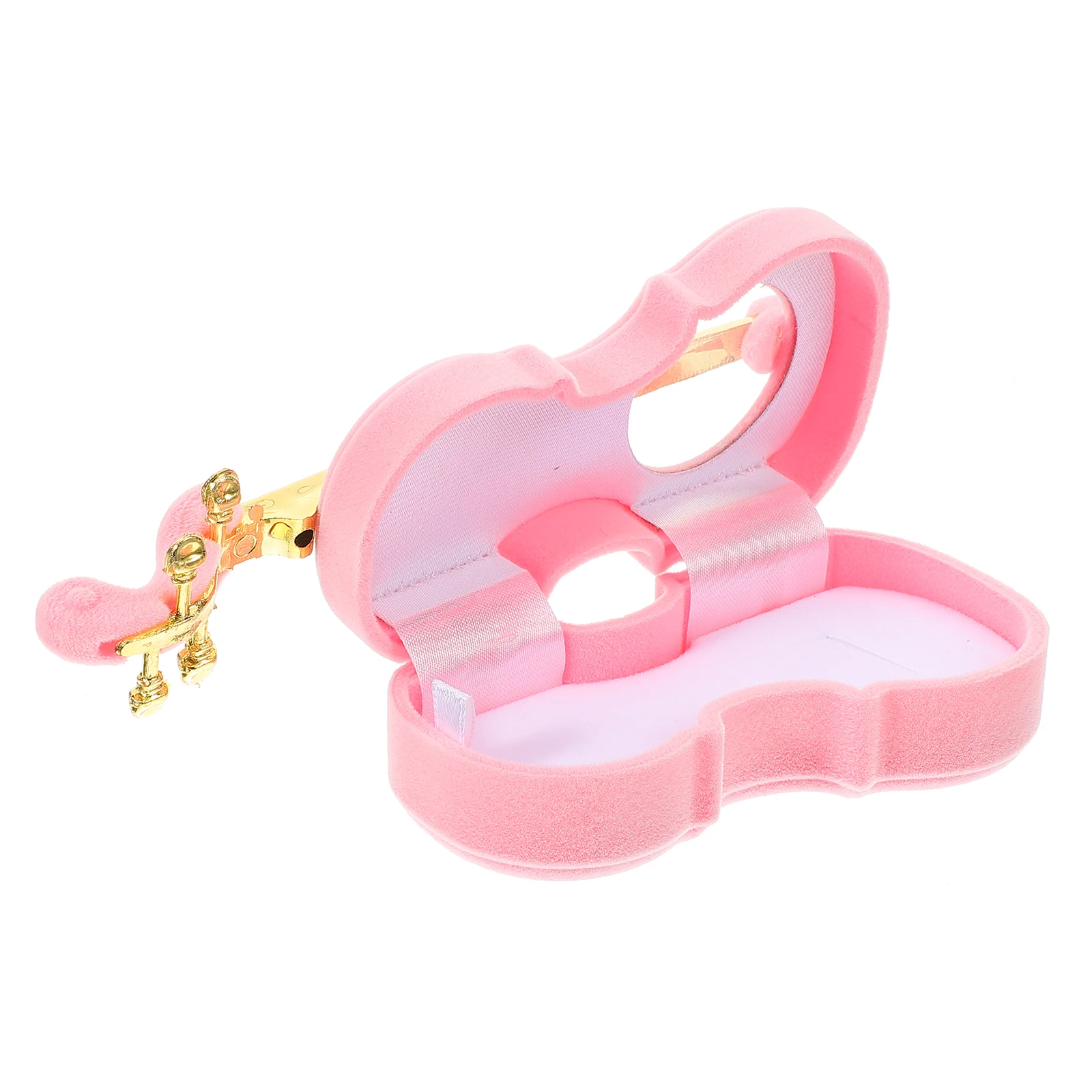 

Music Jewelry Box Pink Flocking Storage Case for Rings Necklaces Earrings Bracelets ganizer Trinket Box Small Violin Shaped