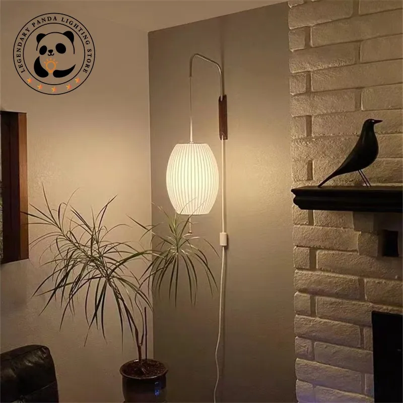 Bubble Wall Light Design Japanese Rotating Light Fixture Hand Woven Silk Sconces Hallway Decorative Bedside Bedroom Reading Lamp