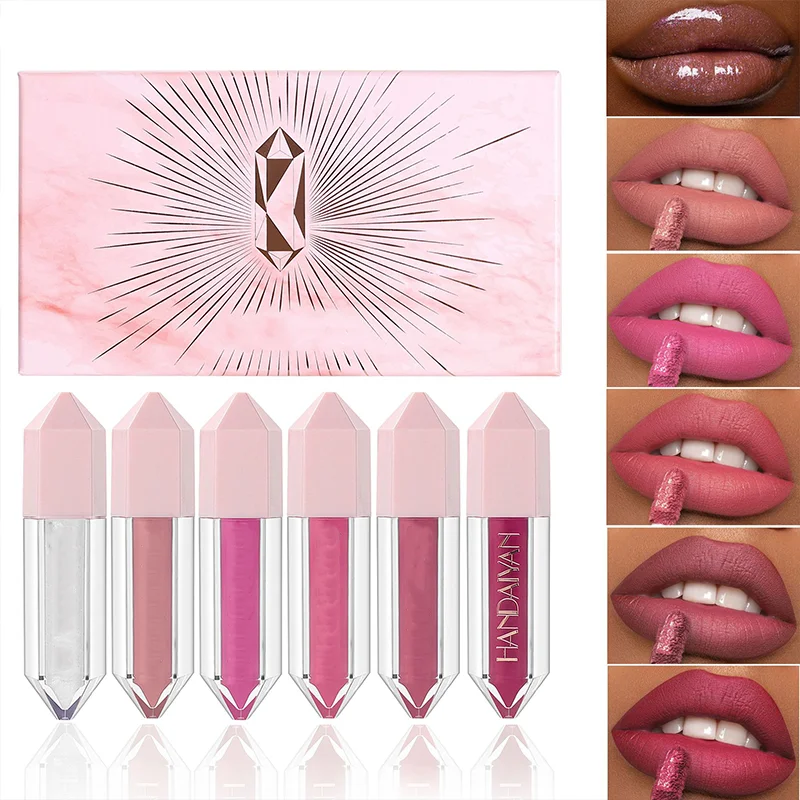 

6 Color Matte Lip Gloss Set Waterproof Long Lasting Non Fading Non Stick Cup Velvety Smooth Highly Pigmented Lip Makeup Kit For