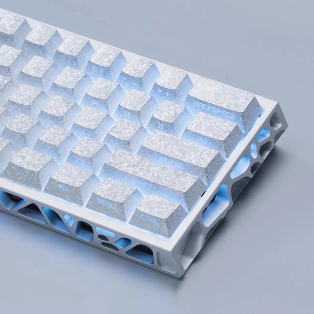 Ice Crystal Titanium Theme Keycap Set 112Keys Custom Keyboard Cap PBT Cherry Profile Keycaps for Mechanical Keyboard Accessories