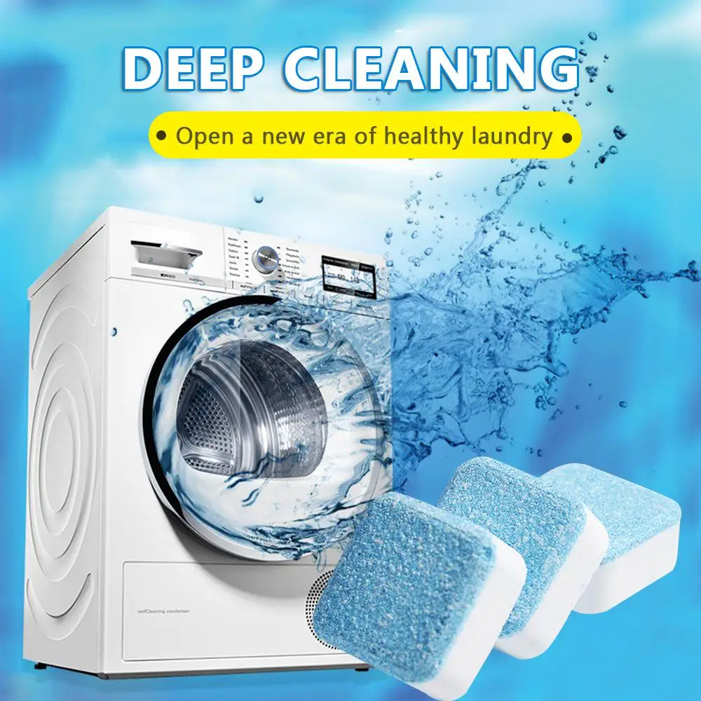 1/12/24PCS Tablets Washing Machine Effervescent Tablets Cleaner Laundry Deep Cleaning Remove Odor Decontamination Tablets