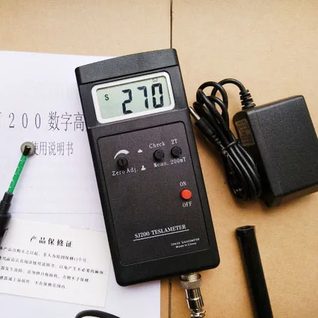 

New SJ200 Digital Gauss Meter Static Magnetic Field Tesla Tester 0-200Mt-2000mT with Adapter