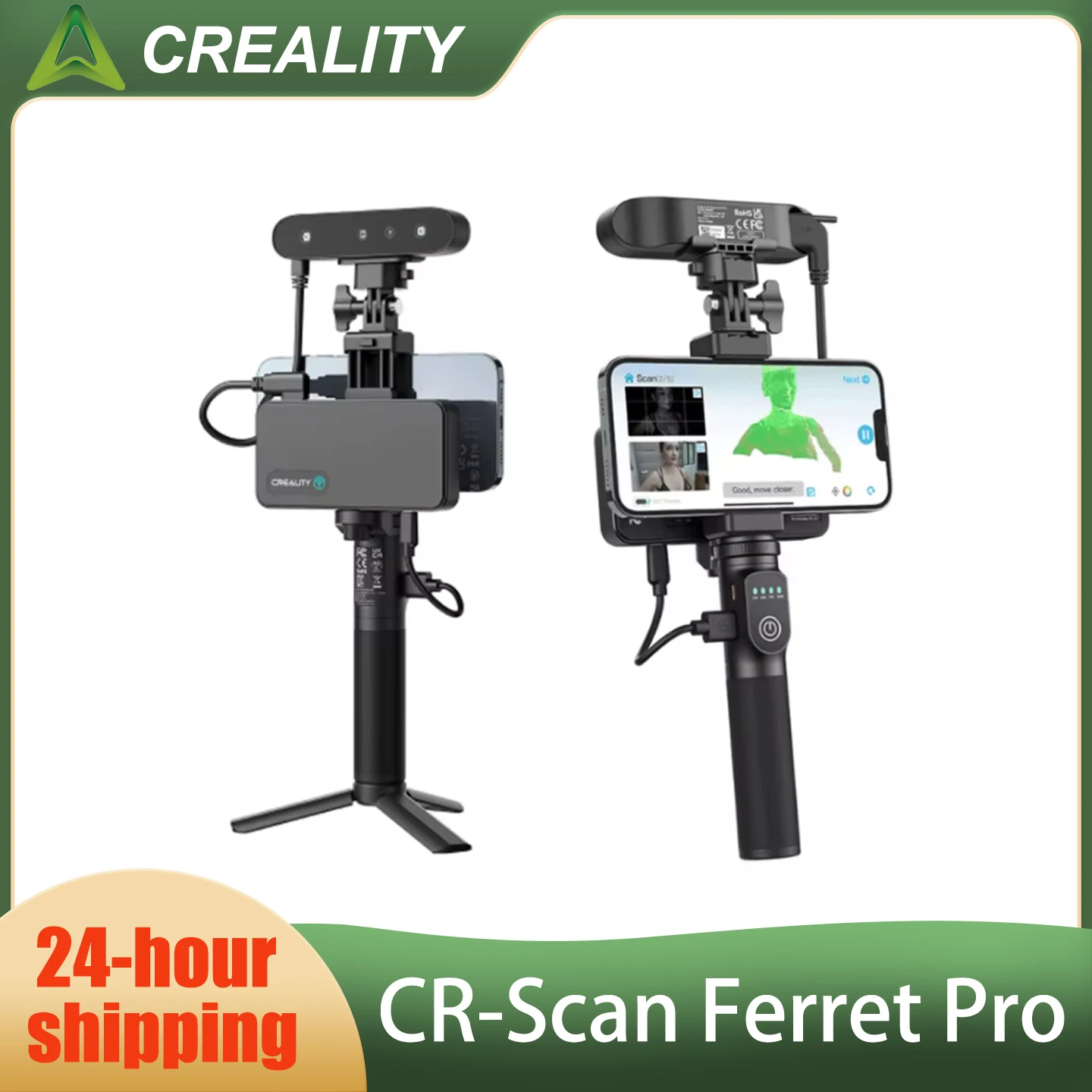 

Портативный беспроводной 3D-сканер Creality CR-Scan Ferret Pro WiFi для iOS и Android с функцией отслеживания и защитой от дрожания, точность 0,1 мм