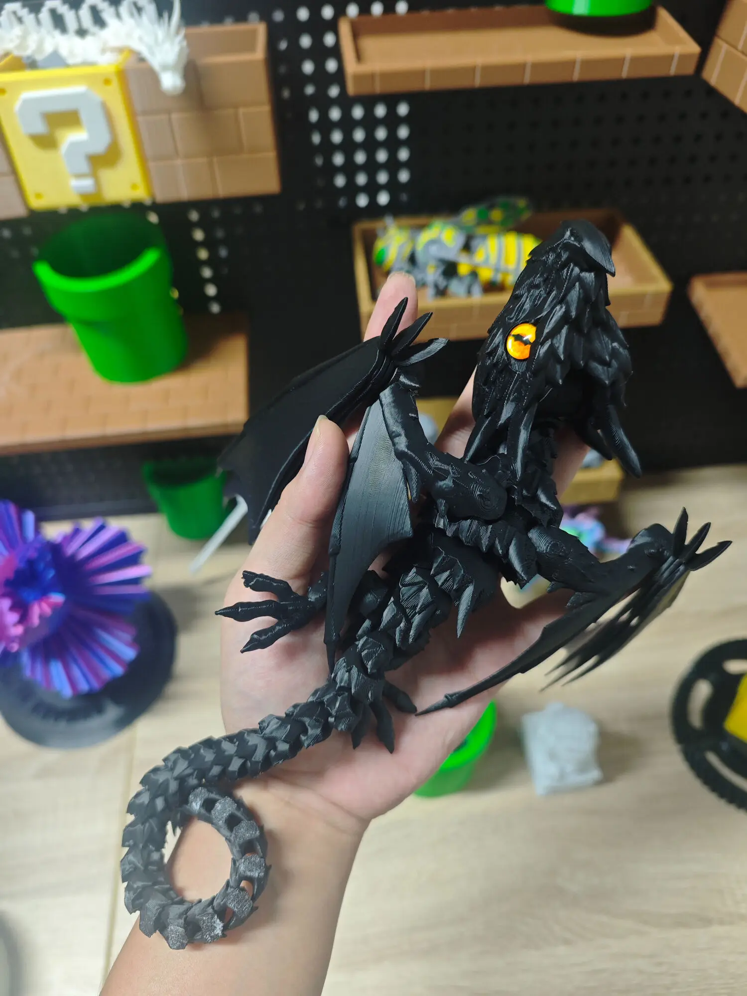 Bite Your Finger 3D Printing Flying Dragon Joint Movable Model Chinese Loong Creative Collection Home Decoration Gothic Gift