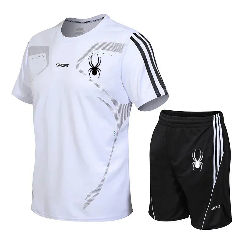 

Summer sports training men's breathable round neck T-shirt + sports shorts two-piece outdoor new men's short-sleeved suit