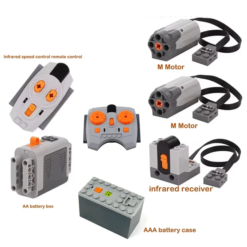 Power Functions Set M Motor Battery Box IR Remote Receiver Technical Building Blocks Modified Parts For RC Car Robot Model Toy