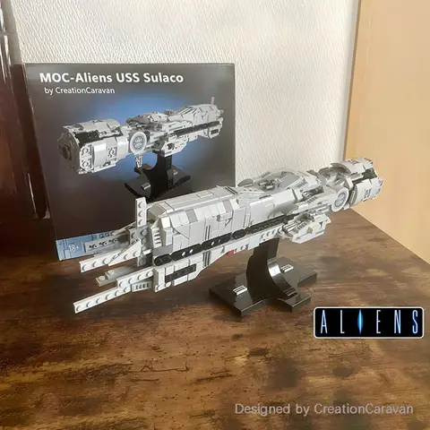 NEW 708PCS MOC Aliens Iconic Spaceship The USS Sulaco Starship Building Blocks Set DIY Assemble Bricks Model Kids Toys Gifts