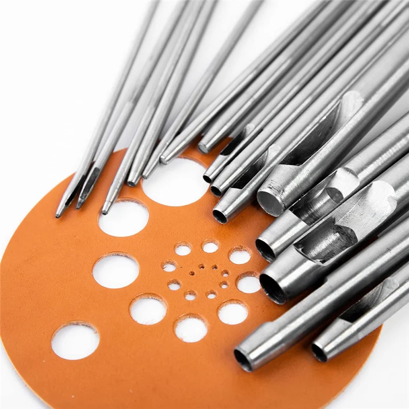 Hollow Punch Leather 15Pc Hollow Punch Leather Hole Punch Cutter 0.5Mm-10Mm Round Punch Tool Set Leather Craft Working Kit for L