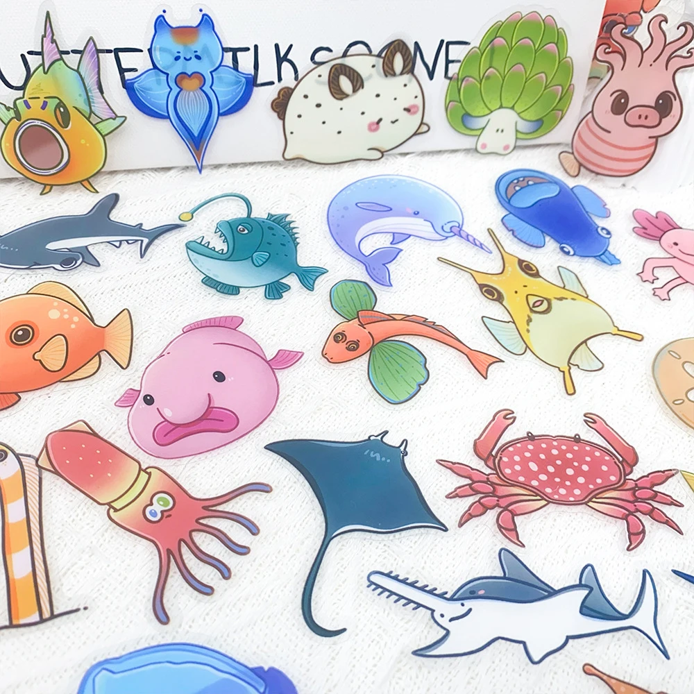 

10/30/50pcs INS Cute Cartoon Marine Animal Stickers Funny Graffiti Sticker Toy DIY Scrapbook Suitcase Phone Decals Decoration