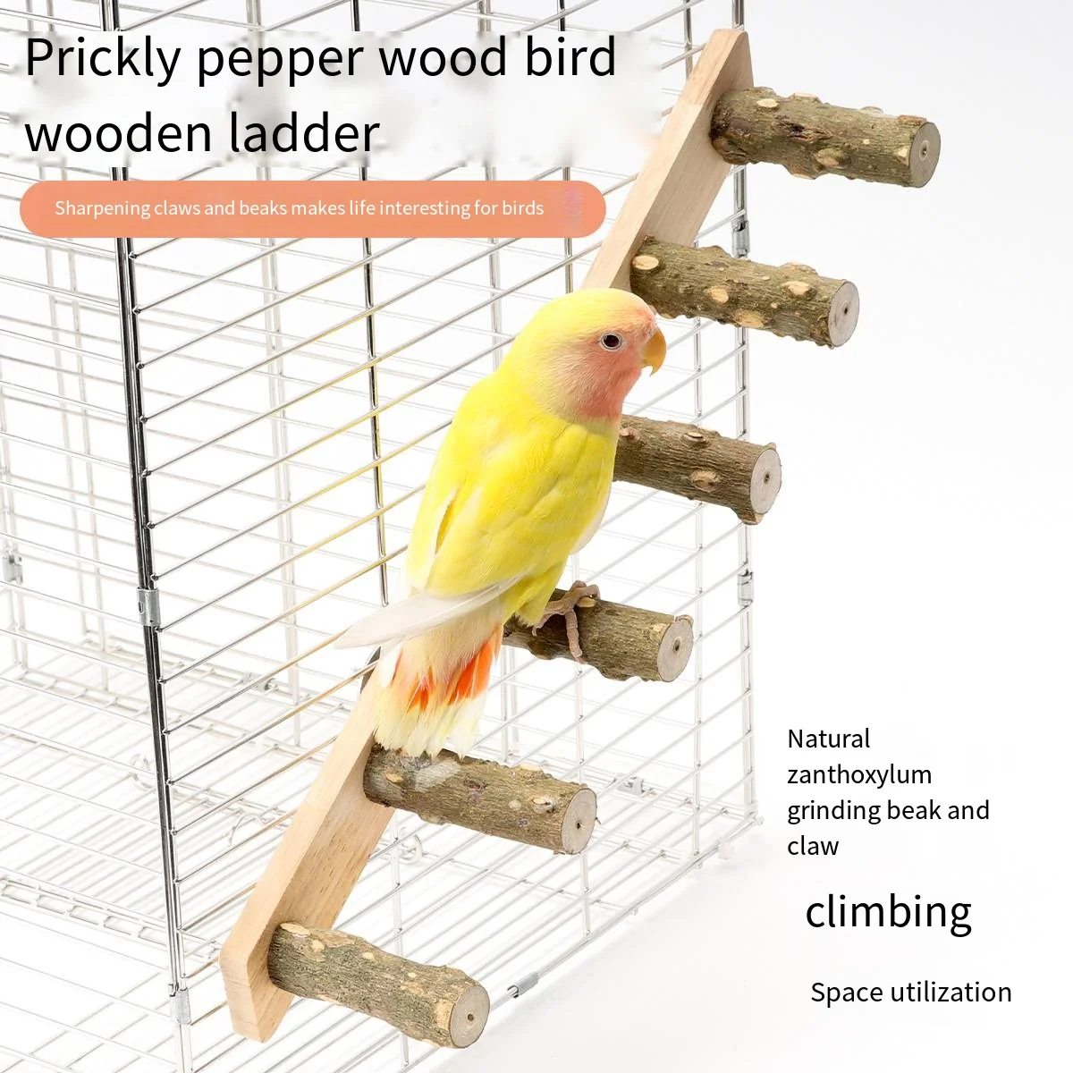 4/6 Steps Wood Ladder Pet Interactive Bird Parrot Toy Ladder for Hamster Cage Funny Grinding Stick Climbing Toy Bird Accessories