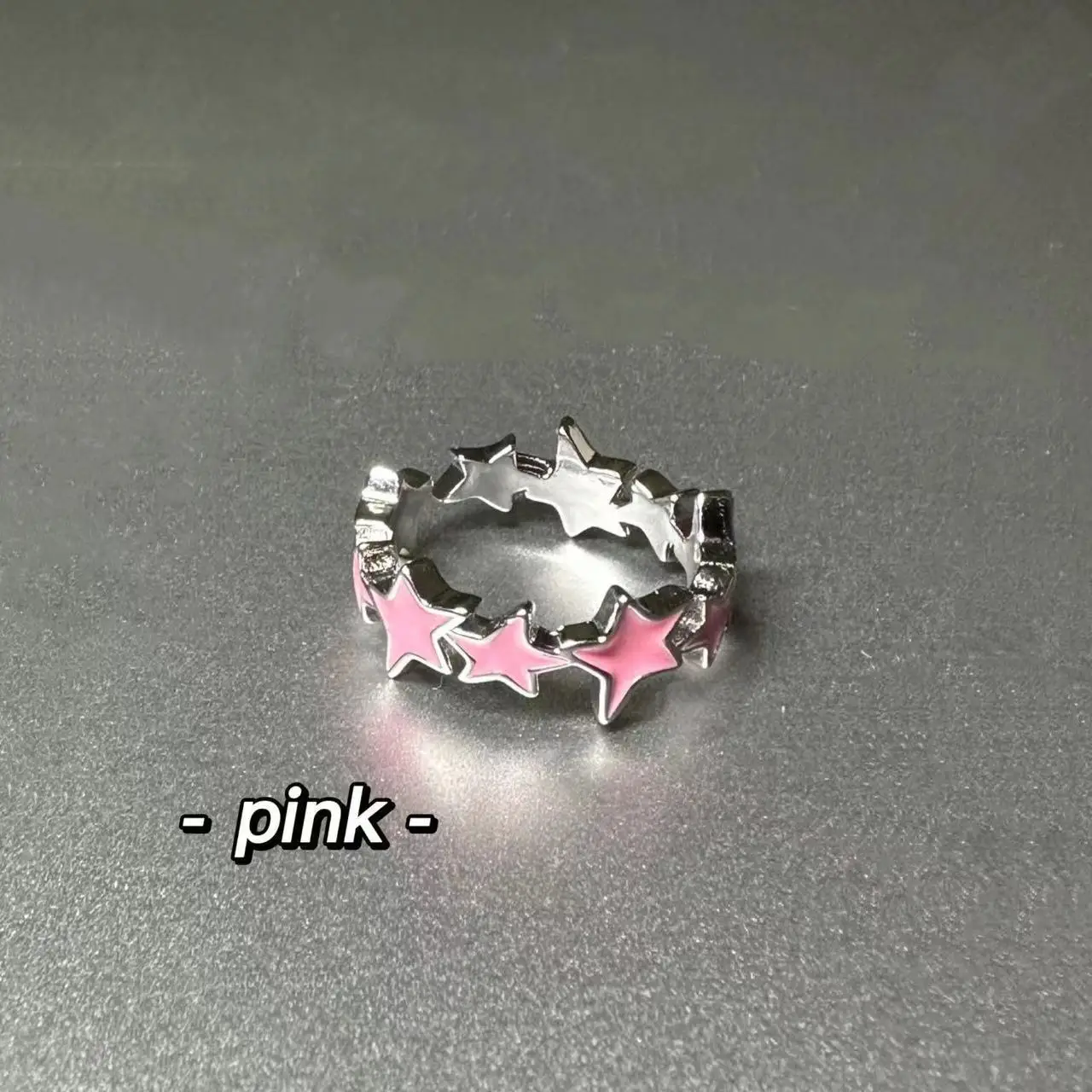 New Fashion Colorful Enamel Pink Star Rings for Women Girls Cool Sweet Y2K Blue Twisted Star Open Ring Party Gifts Jewelry image 5