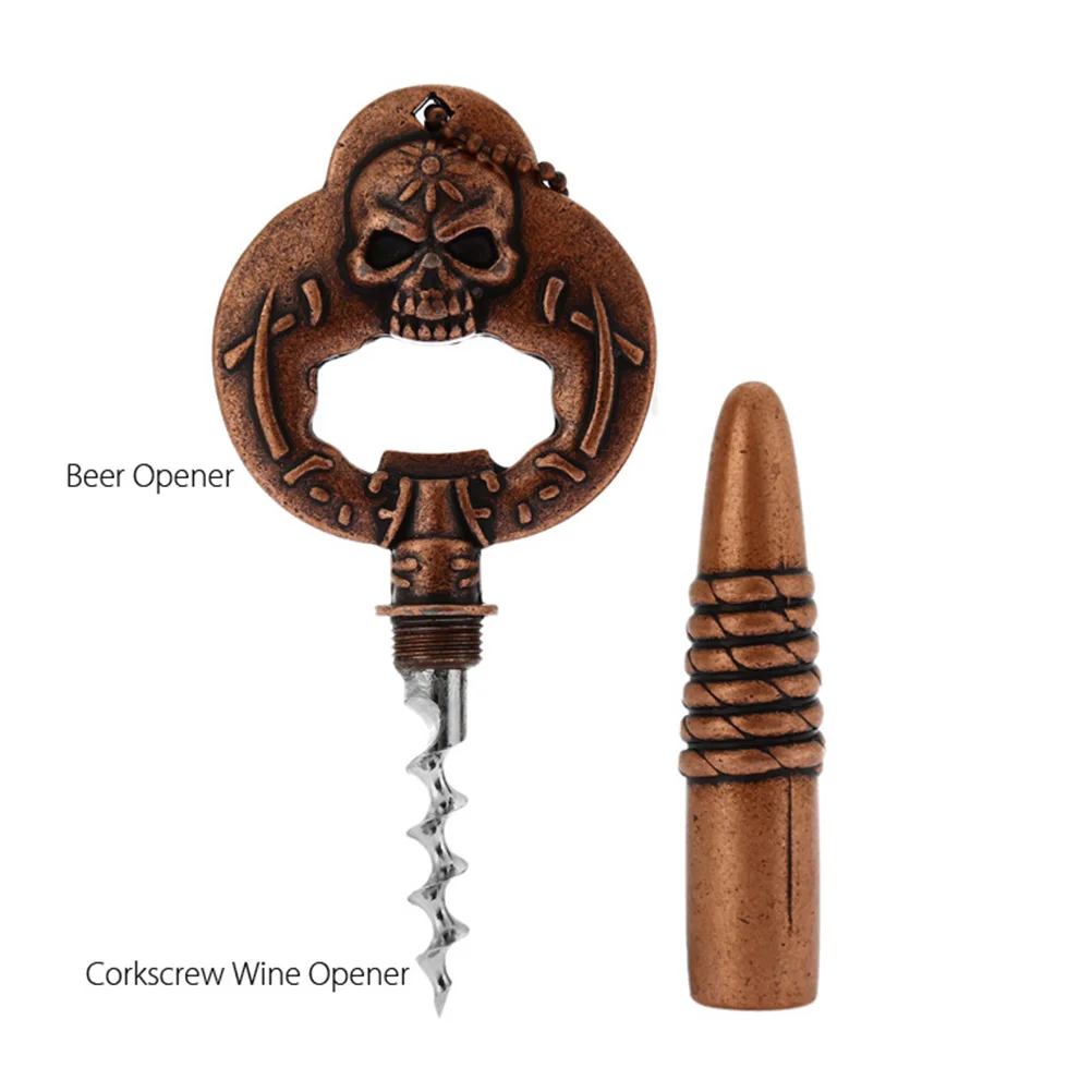 

Beer Bottle Opener Corkscrew Multifunctional Casual Drink Personalized Skull Zinc Alloy Stainless Steel Kitchen Bar Tools