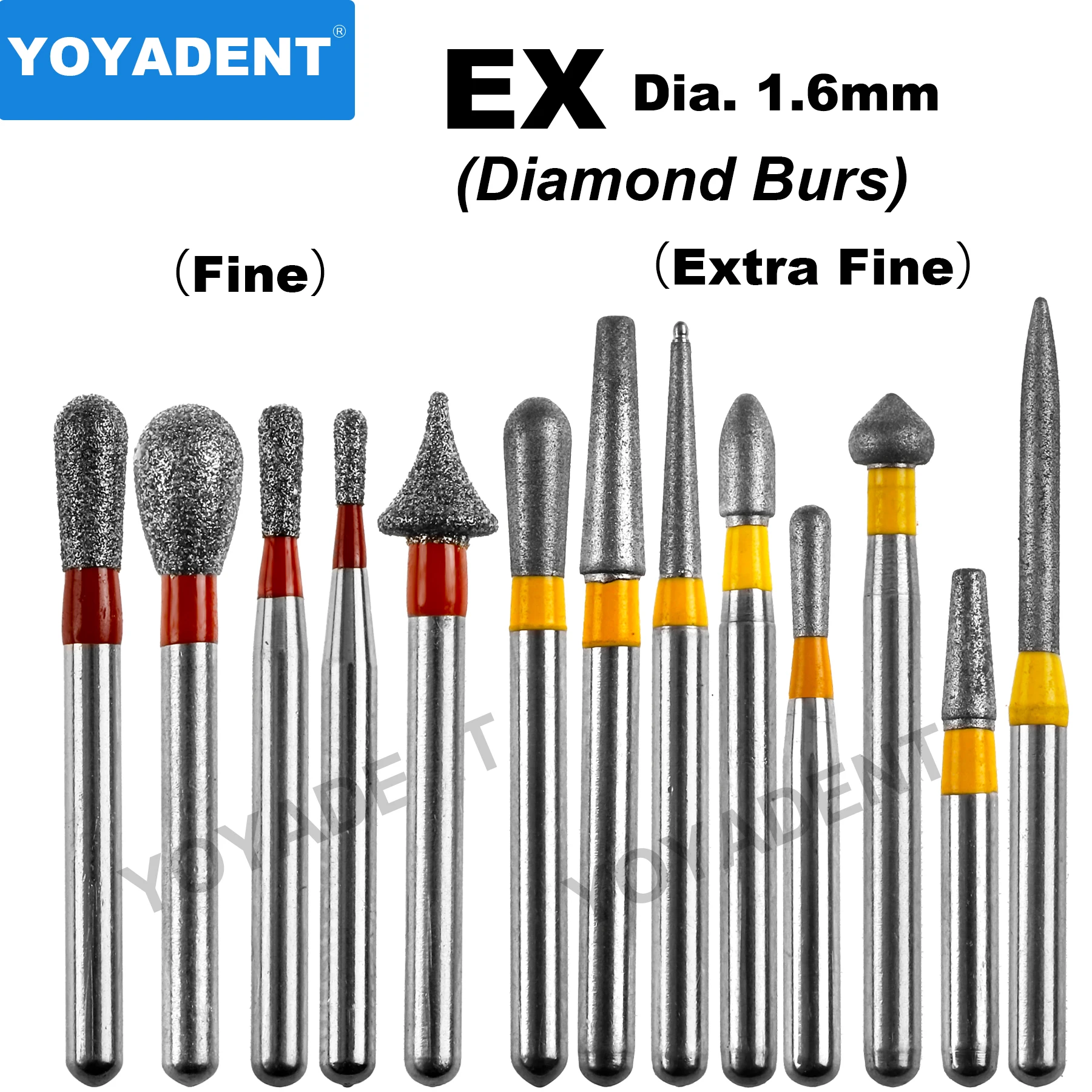 EX Type Tandheelkundige Diamantboren Tandheelkunde Aardbeien Tandheelkundige Burs voor Hoge Snelheid Handstuk Dia.1.6mm 10 stks/pak Tandarts Gereedschap