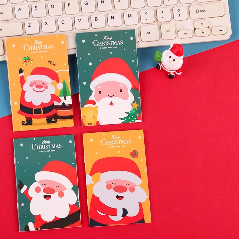 10 Pieces Christmas Notebook Mini Cartoon Journal Notepad Small To-do-list Pad Wide Lined for Kid Adult Daily Dropship