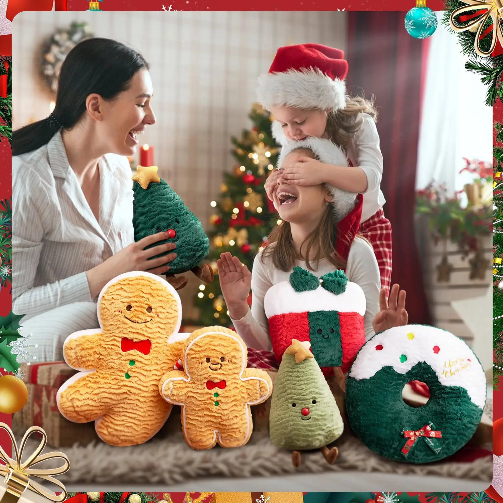 8-18 inch Christmas Plush Christmas Decorations Throw Pillow - Super Soft Stuffed Animal Plush, Fluffy Couch Bed Pillow Gift Box