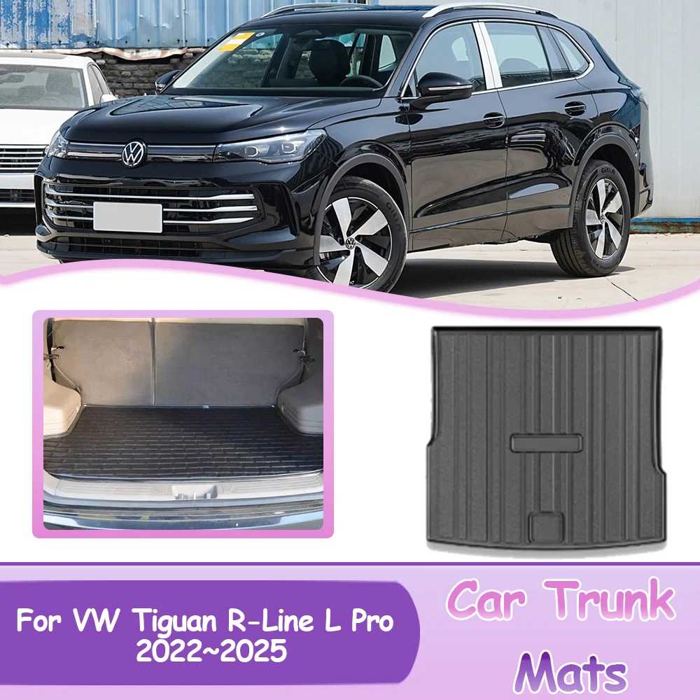 Car Trunk Mats Coverage For Volkswagen VW Tiguan R-Line L Pro 2022~2025 2023 2024 Protector Waterproof Material Accessories.