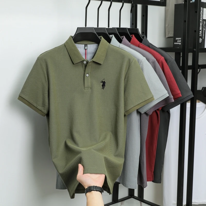 New men's high-quality short sleeved polo shirt, summer fashion, casual, comfortable