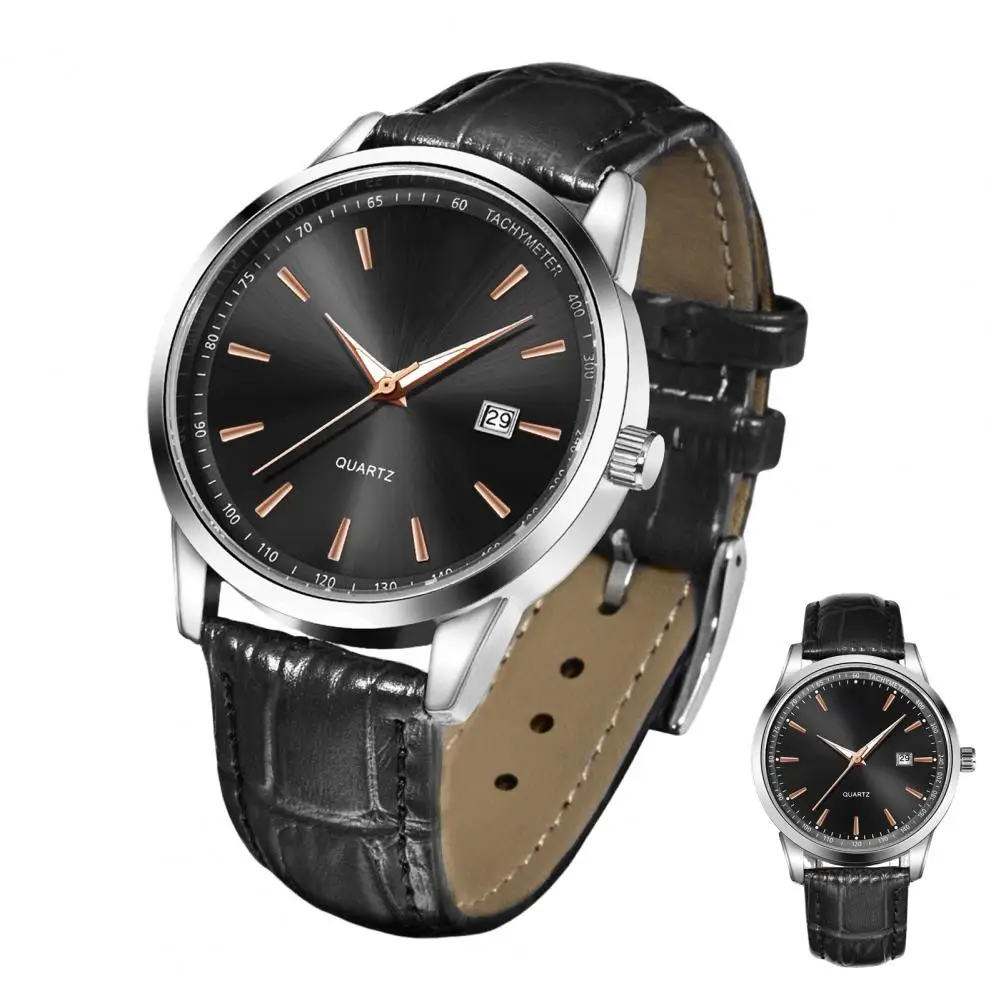 Мужские часы для повседневного случая Элегантные водонепроницаемые мужские часы с простым циферблатом Функция календаря Деловой повседневный дизайн для повседневного использования