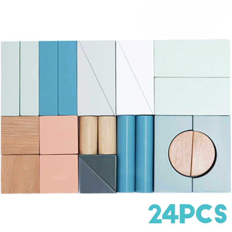 어린이 다기능 워커 퍼즐 몬테소리 비지 보드 장난감 자동차, 나무 육아 아기 수학 장난감, 빌딩 블록 24 개