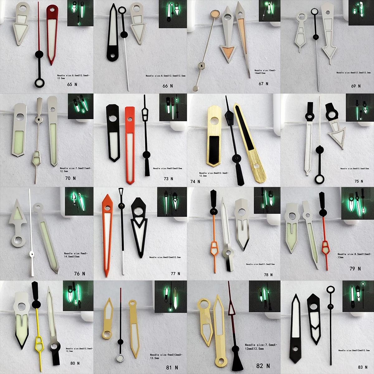 Watch accessories, watch hands nh35 hands, pointer green super bright, hand suitable for NH35 and NH36 movements