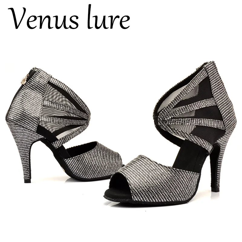 Venus Lure ที่กำหนดเองเส้นรอบวงผู้หญิงรองเท้าแตะสำหรับห้องบอลรูมเต้นรำ Glitter 10CM Heel