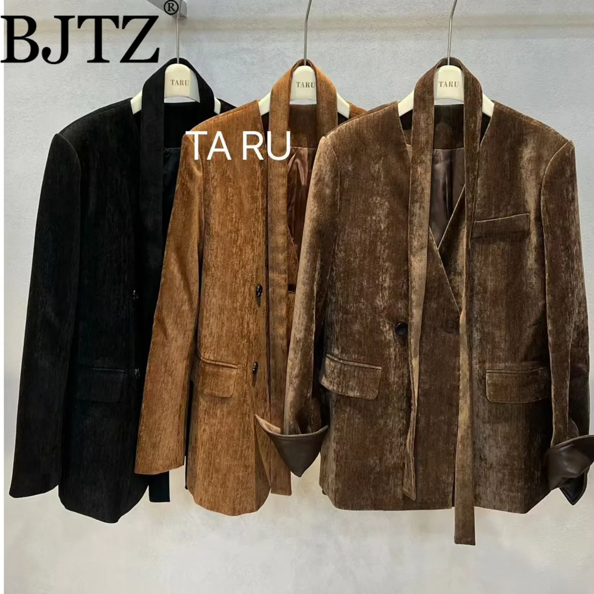 

BJTZ 2025 Designer Tailored Blazer with Ribbon Elegant Minimalist Premium Quality Comfort Non Iron Viscose Blend Office