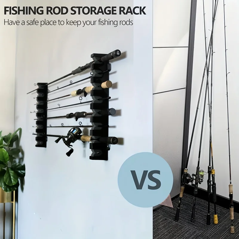 Suporte de Vara de Pesca para Parede (2 unidades), Suporta 16 Varas, Resistente e Fácil de Instalar com Parafusos para Garagem/Barco, Armazenamento de Varas de Pesca