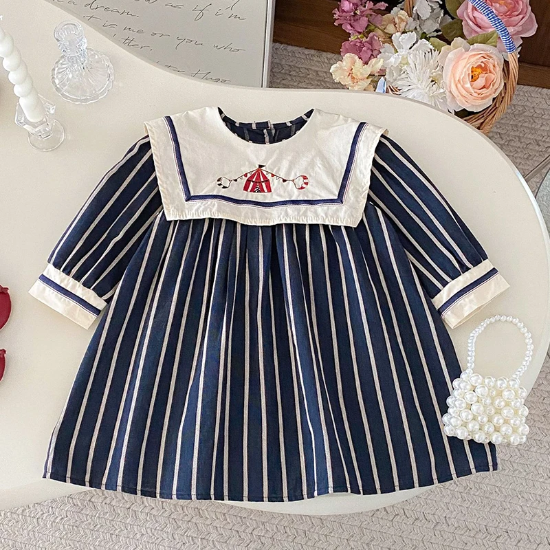 فستان حفلات بناتي جديد لخريف 2025 على الطراز الأوروبي الأمريكي 0-6 سنوات بأكمام طويلة من القطن فساتين الأميرات للأطفال #3