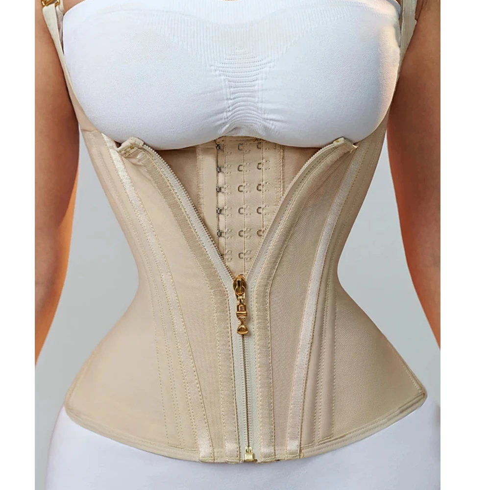 

Fajas Colombianas Women Double Compression Waist Trainer Corset Extreme Waistcoat Platinum Edition/Button-Up Zip-Up Corset Top