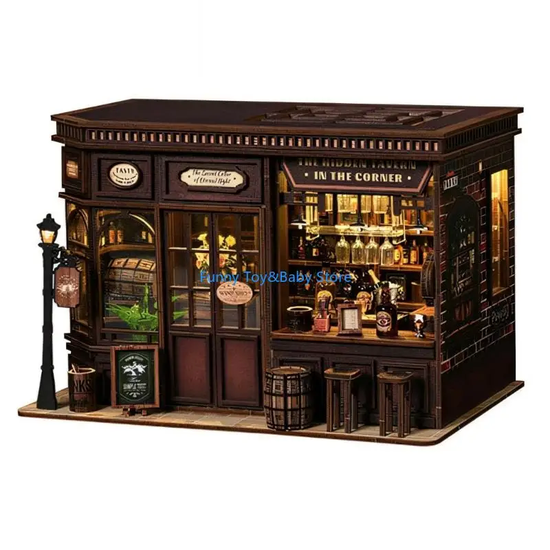 

Европейский стиль, угловое бистро, книжные уголки, игрушечный деревянный кукольный домик, сборочные комплекты для домашнего и