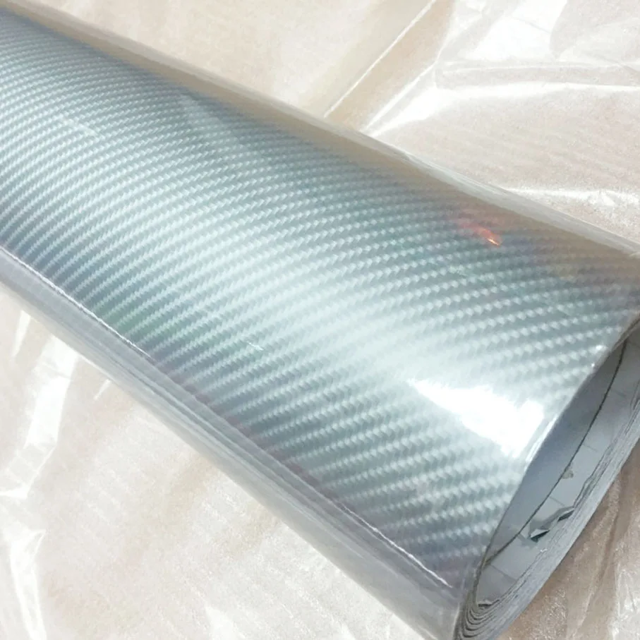 Premium Quality Silver 5D Carbon Fiber Film with air free bubbles Ultra Glossy 5D Carbon Vinyl Film 10/20/30/40/50/60x152CM/LOT